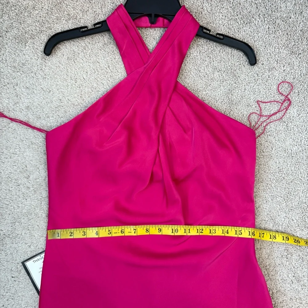 Adrianna Papell Stretch Satin Halter Gown Hot‎ Pink 10